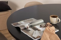 Venture Design AB Set za blagovanje, okrugli stol 140x74 cm, stolica 57x76,5x50 cm, crna, bež
