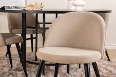 Venture Design AB Set za blagovanje, okrugli stol 140x74 cm, stolica 57x76,5x50 cm, crna, bež