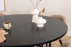 Venture Design AB Set za blagovanje, okrugli stol 140x74 cm, stolica 57x76,5x50 cm, crna, bež