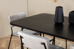 Venture Design AB Set za blagovanje Uno i Kenth stol 74x200x90 cm stolica 52x76x40 cm crna