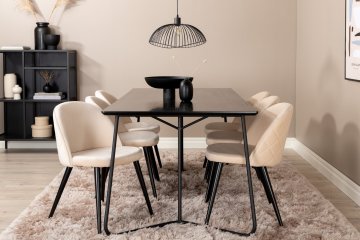 Venture Design AB Set blagovaonskog stola i stolica Petra, stol 75x190x90 cm, stolica 57x76,5x50 cm, crna, bež