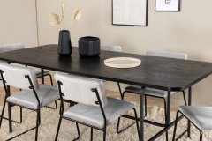 Venture Design AB Set za blagovanje Uno i Kenth stol 74x200x90 cm stolica 52x76x40 cm crna