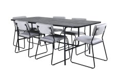 Venture Design AB Set za blagovanje Uno i Kenth stol 74x200x90 cm stolica 52x76x40 cm crna