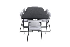 Venture Design AB Set za blagovanje Uno i Kenth stol 74x200x90 cm stolica 52x76x40 cm crna