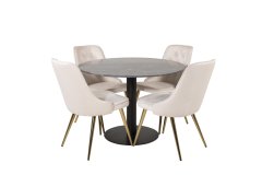 Venture Design AB Set za blagovanje Estelle stol 106x75 cm stolica 66x88,5x50 cm bež