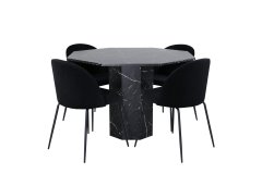Venture Design AB Set za blagovanje Stol i stolice Marbs Wrinkles Stol 110x75 cm Stolica 50x79,5x49 cm Crna