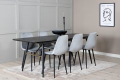 Venture Design AB Set za blagovanje stol i stolice 180x85x76 cm stol crno sivi
