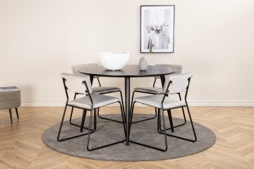 Venture Design AB Set blagovaonskog stola i stolica Dipp i Kenth, stol 115x75 cm, crno-sivi