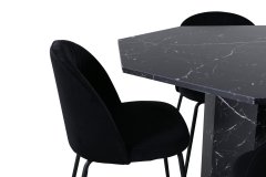 Venture Design AB Set za blagovanje Stol i stolice Marbs Wrinkles Stol 110x75 cm Stolica 50x79,5x49 cm Crna