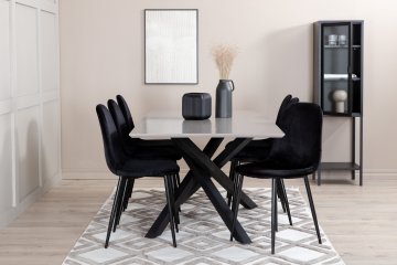 Venture Design AB Set blagovaonskog stola i stolica Piazza i Polar, stol 76x180x90 cm, crno-siva