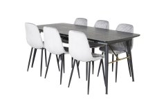 Venture Design AB Set za blagovanje stol i stolice 180x85x76 cm stol crno sivi