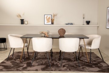 Venture Design AB Set blagovaonskog stola i stolica Petra blagovaonski stol i Berit stolica 75x190x90 cm crna bež