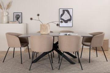 Venture Design AB Set blagovaonskog stola i stolica Piazza i Berit, stol 76x180x90 cm, stolica 55x78x55 cm, crna, bež, siva