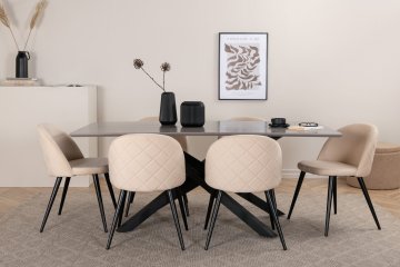 Venture Design AB Set blagovaonskog stola i stolica Piazza, stol 76x180x90 cm, stolica 57x76,5x50 cm, crna, bež, siva