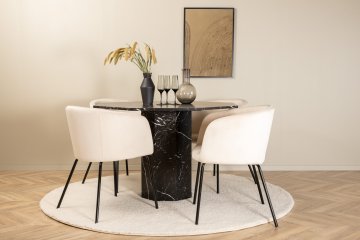 Venture Design AB Set blagovaonskog stola i stolica Marbs okrugli stol i Berit stolice 110x75 cm crna bež