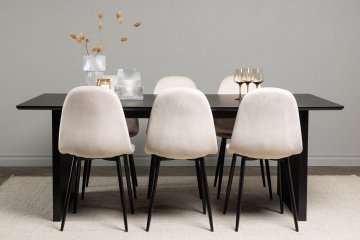 Venture Design AB Set blagovaonskog stola i stolica Vail i Polar, stol 75x200x100 cm, crni i bež