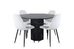 Venture Design AB Set za blagovanje Stol Marbs 110x75 cm Stolac 53x87x44 cm Crno Bijeli