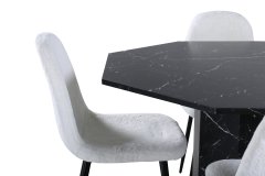 Venture Design AB Set za blagovanje Stol Marbs 110x75 cm Stolac 53x87x44 cm Crno Bijeli