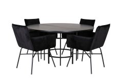 Venture Design AB Set za blagovanje Copenhagen Petra stol 140x74 cm stolica 60x87x57 cm crna
