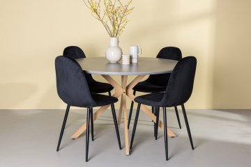 Venture Design AB Blagovaonski set Piazza stol za blagovanje i Polar stolice za blagovanje 120x120 cm siva i crna