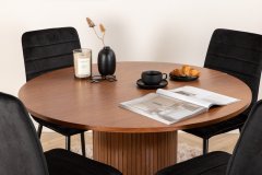 Venture Design AB Set za blagovanje Bianca okrugli stol i Windu Lyx stolice Stol 110 cm Stolice 49x94x43 cm Orah Crna