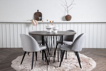Venture Design AB Set blagovaonskog stola i stolica, okrugli stol 120x74 cm, stolice 57x76,5x50 cm, crno-sive boje