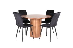 Venture Design AB Set za blagovanje Bianca okrugli stol i Windu Lyx stolice Stol 110 cm Stolice 49x94x43 cm Orah Crna