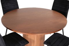 Venture Design AB Set za blagovanje Bianca okrugli stol i Windu Lyx stolice Stol 110 cm Stolice 49x94x43 cm Orah Crna