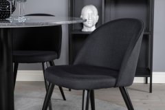 Venture Design AB Set za blagovanje Estelle okrugli stol i baršunaste stolice Stol 106x75 cm Stolica 57x76,5x50 cm Crna