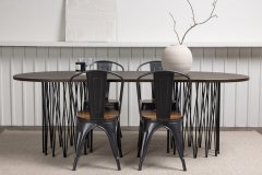 Venture Design AB Set za blagovaonski stol i stolice Stone Oval i Tempe 74x220x100 cm Crni