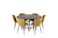 Venture Design AB Set za blagovanje Stol i stolice Copenhagen Limhamn Stol 140x74 cm Stolica 54x82,5x44,5 cm Crna Žuta