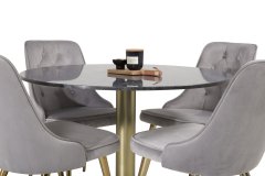 Venture Design AB Set za blagovanje okrugli stol 106 cm, stolica 66x88,5x50 cm, siva