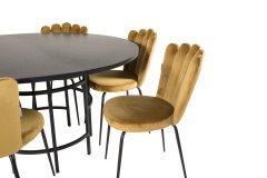 Venture Design AB Set za blagovanje Stol i stolice Copenhagen Limhamn Stol 140x74 cm Stolica 54x82,5x44,5 cm Crna Žuta