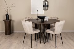 Venture Design AB Set za blagovaonski stol i stolice Stone okrugli stol i Limhamn svijetle stolice Stol 120x74 cm Stolica 42x82x44 cm Crna Bež