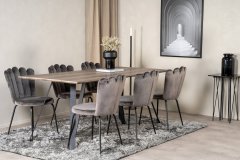 Venture Design AB Set za blagovaonski stol i stolice 75x180x90 cm stol, 54x82.5x44.5 cm stolica, siva