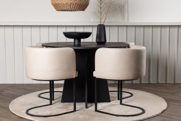 Venture Design AB Set blagovaonskog stola i stolica Bootcut i Simrishamn stol 110x75 cm crni bež