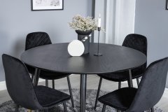 Venture Design AB Set za blagovanje s stolom Dipp i Polar, stol 115 cm, stolice 52x86x44 cm, crne boje