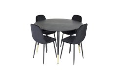 Venture Design AB Set za blagovanje s stolom Dipp i Polar, stol 115 cm, stolice 52x86x44 cm, crne boje