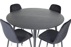 Venture Design AB Set za blagovanje s stolom Dipp i Polar, stol 115 cm, stolice 52x86x44 cm, crne boje