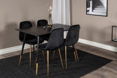 Venture Design AB Set za blagovanje, stol i stolice, 75x120x85 cm, crne boje