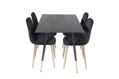 Venture Design AB Set za blagovanje, stol i stolice, 75x120x85 cm, crne boje