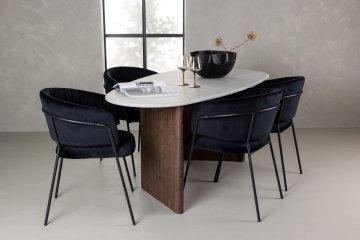 Venture Design AB Set blagovaonskog stola i stolica 180x90x75 cm svijetlosive i crne boje