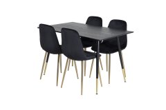 Venture Design AB Set za blagovanje, stol i stolice, 75x120x85 cm, crne boje