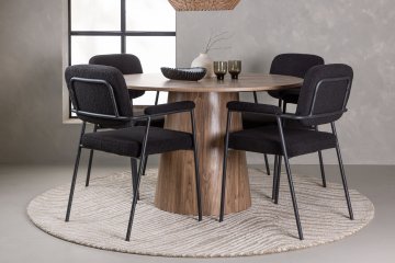 Venture Design AB Blagovaonski set Lanzo blagovaonski stol i stolice Yesterday 120x75 cm stol Crna i prirodna