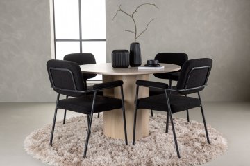 Venture Design AB Blagovaonski set Olivia stol za blagovanje i stolica Yesterday 110x75 cm bijeli prani i crni