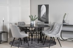 Venture Design AB Set za blagovanje okrugli stol 140 cm, stolica 66x88,5x50 cm, crna, svijetlo siva
