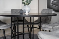 Venture Design AB Set za blagovanje okrugli stol 140 cm, stolica 66x88,5x50 cm, crna, svijetlo siva