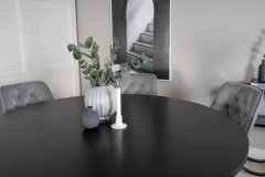 Venture Design AB Set za blagovanje okrugli stol 140 cm, stolica 66x88,5x50 cm, crna, svijetlo siva