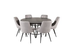 Venture Design AB Set za blagovanje okrugli stol 140 cm, stolica 66x88,5x50 cm, crna, svijetlo siva