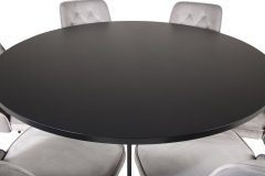 Venture Design AB Set za blagovanje okrugli stol 140 cm, stolica 66x88,5x50 cm, crna, svijetlo siva